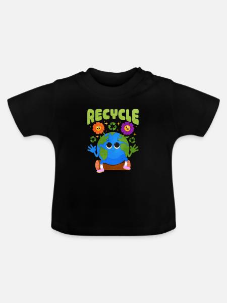 Recycling - Baby Bio-T-Shirt mit Rundhals - Schwarz