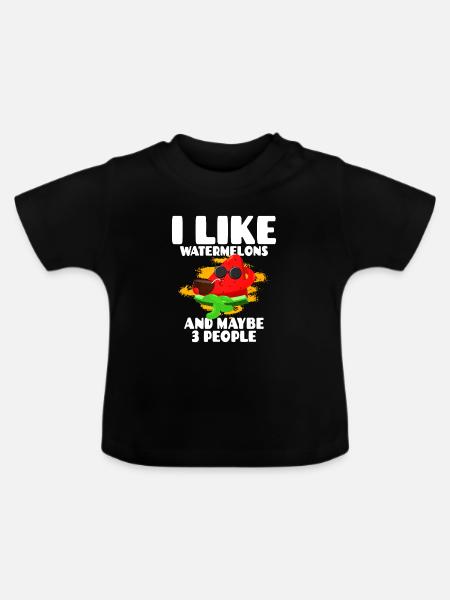 Wassermelone - Baby Bio-T-Shirt mit Rundhals - Schwarz