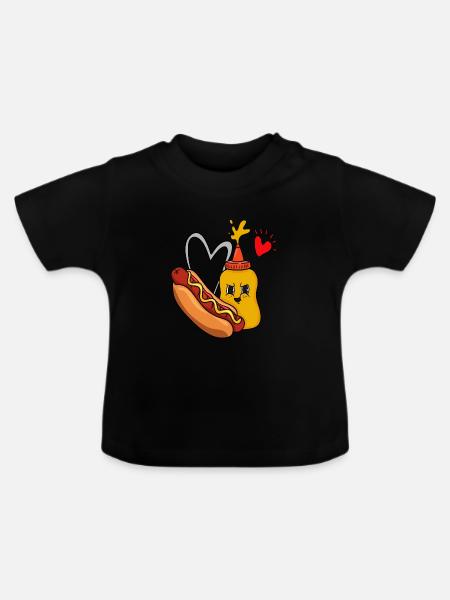 Hotdog und Senf - Baby Bio-T-Shirt mit Rundhals - Schwarz