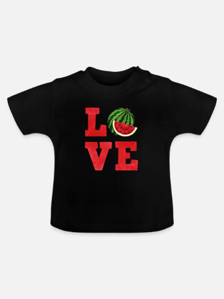 Wassermelone - Baby Bio-T-Shirt mit Rundhals - Schwarz