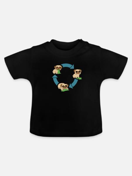 Mops Umweltschutz - Baby Bio-T-Shirt mit Rundhals - Schwarz