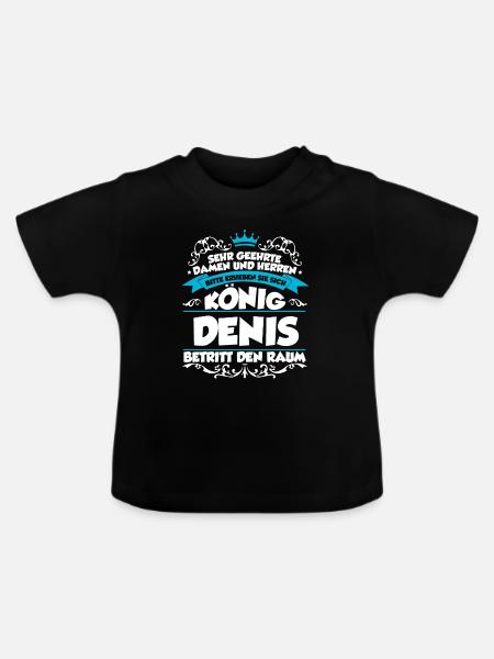 Denis Name Design - Baby Bio-T-Shirt mit Rundhals - Schwarz