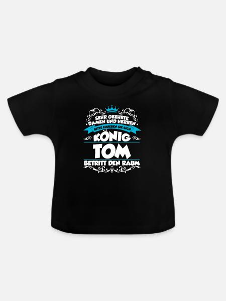 Tom Name Design - Baby Bio-T-Shirt mit Rundhals - Schwarz