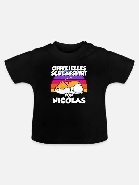 Offizielles Schlafshirt Von Nicolas - Baby Bio-T-Shirt mit Rundhals - Schwarz