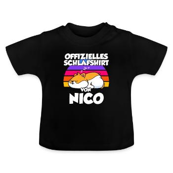 Offizielles Schlafshirt Von Nico - Baby Bio-T-Shirt mit Rundhals - Schwarz - Vorne