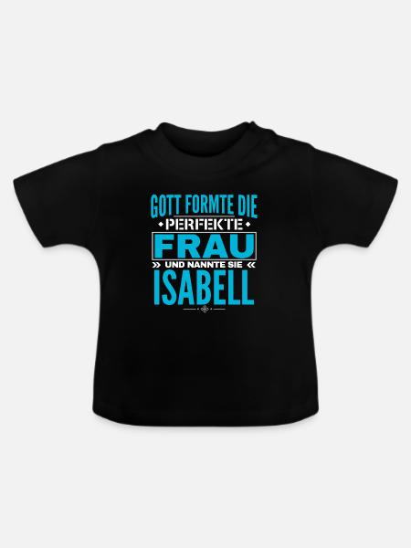 Isabell Name Design - Baby Bio-T-Shirt mit Rundhals - Schwarz