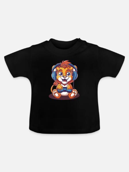 Löwen Videospiel - Baby Bio-T-Shirt mit Rundhals - Schwarz