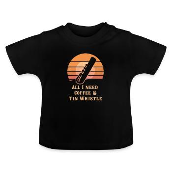 Sifflet en étain - T-shirt bio col rond Bébé - noir - Devant