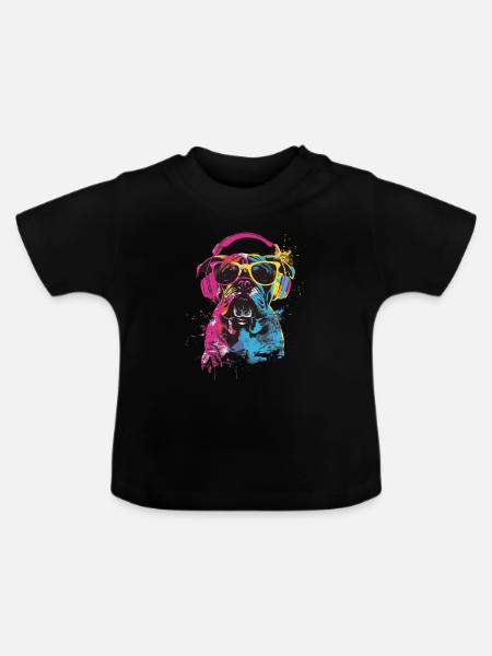 Bulldog - Baby Bio-T-Shirt mit Rundhals - Schwarz