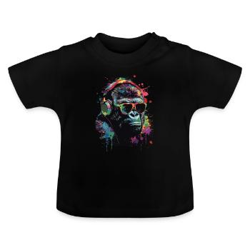 Gorille - T-shirt bio col rond Bébé - noir - Devant