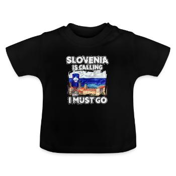 Slovenia - Baby Organic T-Shirt with Round Neck - black - Front