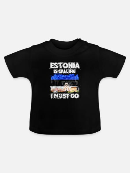 Estland - Baby Bio-T-Shirt mit Rundhals - Schwarz