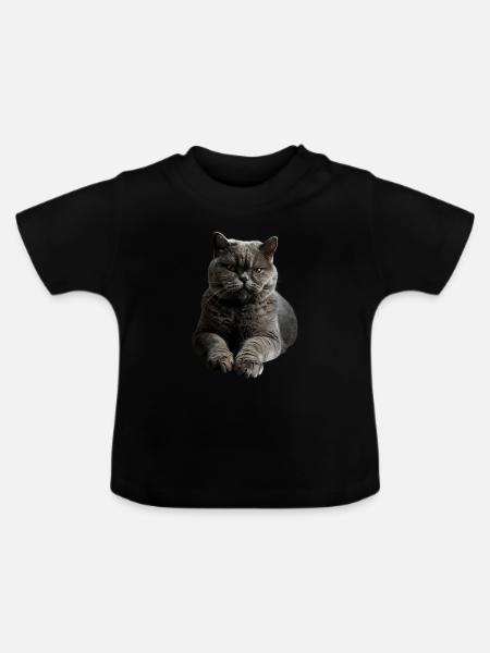 British Shorthair - Baby Bio-T-Shirt mit Rundhals - Schwarz