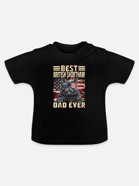 British Shorthair Papa - Baby Bio-T-Shirt mit Rundhals - Schwarz