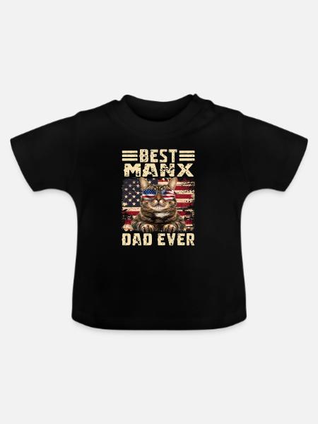 Manx Papa - Baby Bio-T-Shirt mit Rundhals - Schwarz