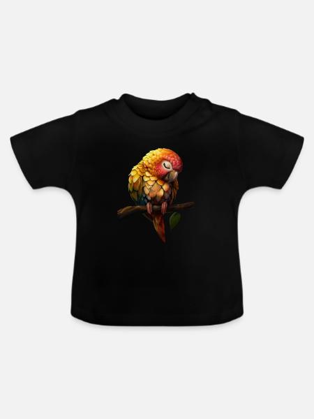 Papagei - Baby Bio-T-Shirt mit Rundhals - Schwarz