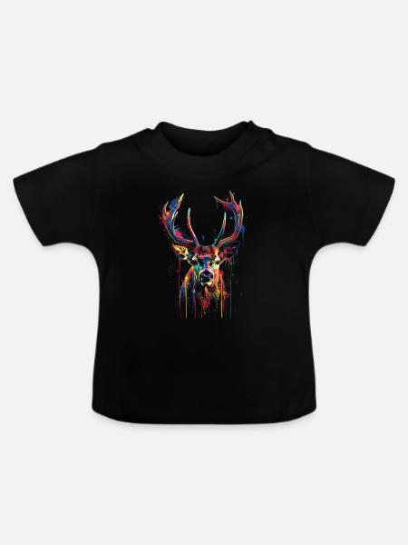 Reh - Baby Bio-T-Shirt mit Rundhals - Schwarz