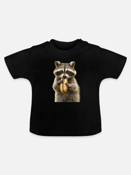 Waschbär - Baby Bio-T-Shirt mit Rundhals - Schwarz