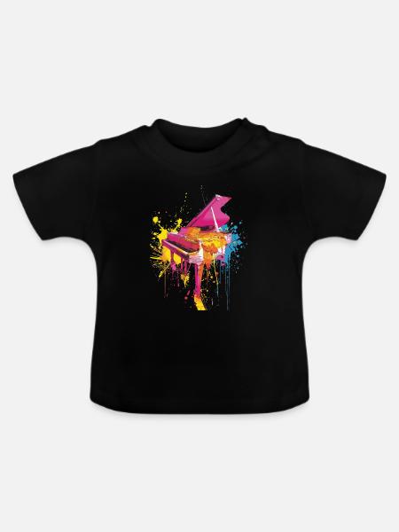 Klavier - Baby Bio-T-Shirt mit Rundhals - Schwarz