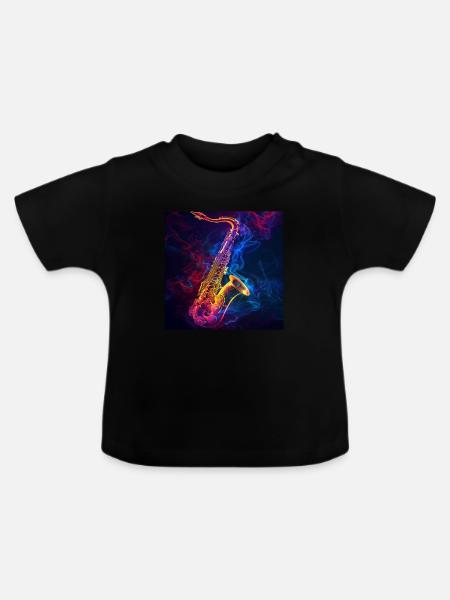 Saxophon - Baby Bio-T-Shirt mit Rundhals - Schwarz