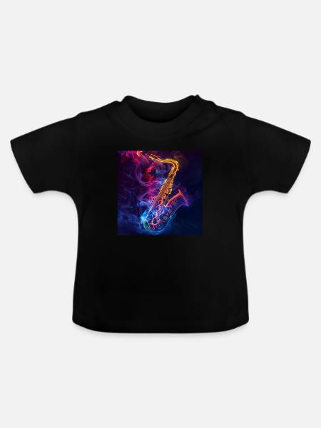 Saxophon - Baby Bio-T-Shirt mit Rundhals - Schwarz