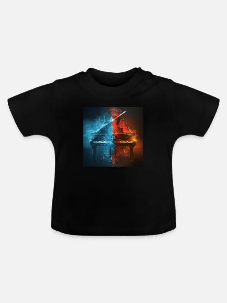 Klavier - Baby Bio-T-Shirt mit Rundhals - Schwarz