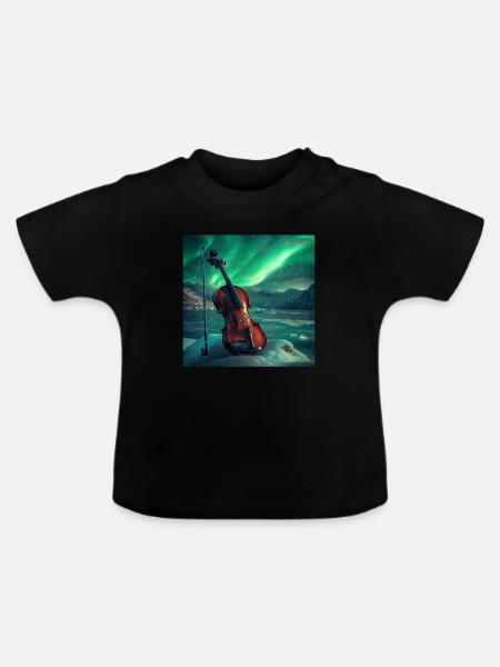 Violine - Baby Bio-T-Shirt mit Rundhals - Schwarz