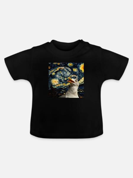 Möwe - Baby Bio-T-Shirt mit Rundhals - Schwarz