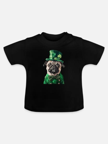 Mops - Baby Bio-T-Shirt mit Rundhals - Schwarz
