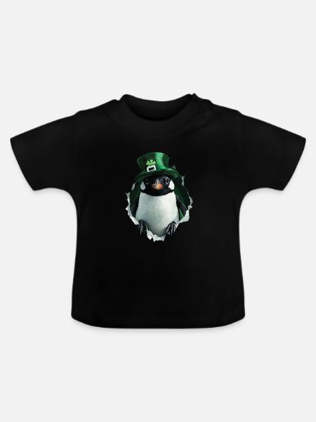 St. Patrick Pinguin - Baby Bio-T-Shirt mit Rundhals - Schwarz