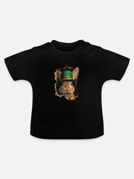 St. Patrick Kaninchen - Baby Bio-T-Shirt mit Rundhals - Schwarz