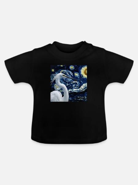 Reiher Vogel - Baby Bio-T-Shirt mit Rundhals - Schwarz