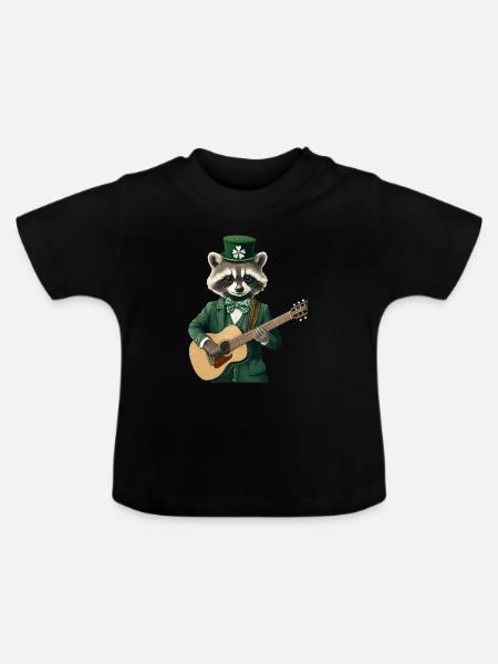 Waschbär - Baby Bio-T-Shirt mit Rundhals - Schwarz