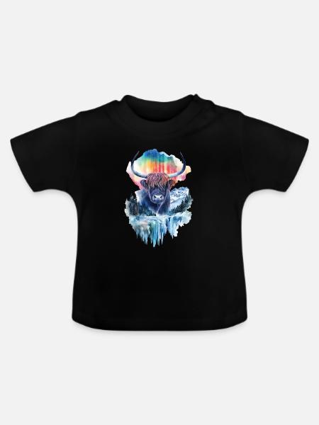 Hochlandrind - Baby Bio-T-Shirt mit Rundhals - Schwarz