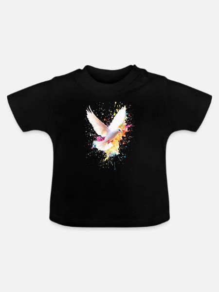 Weiße Taube - Baby Bio-T-Shirt mit Rundhals - Schwarz