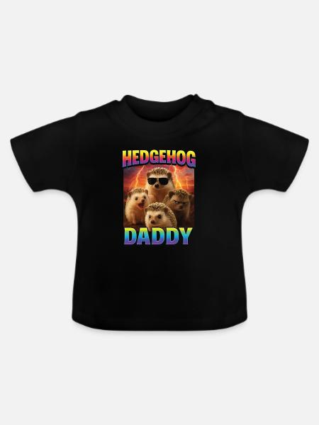 Igel Papa - Baby Bio-T-Shirt mit Rundhals - Schwarz