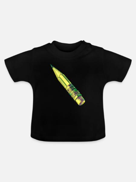 Bleistift gelb - Baby Bio-T-Shirt mit Rundhals - Schwarz