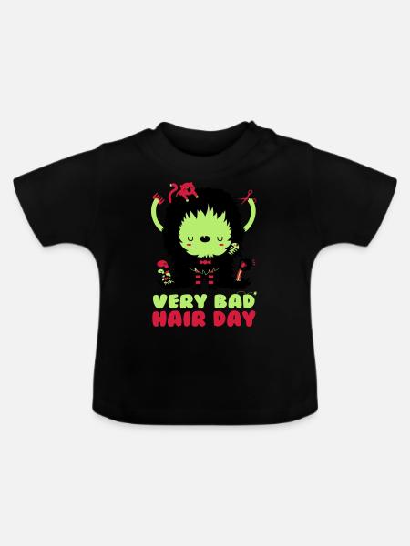 bad_hair_day - Baby Bio-T-Shirt mit Rundhals - Schwarz