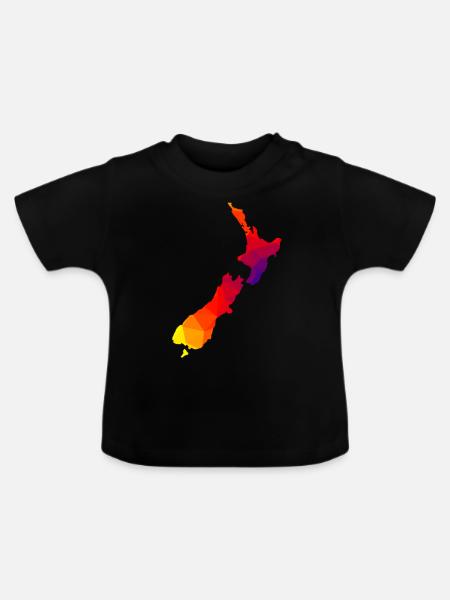 Neuseeland - Baby Bio-T-Shirt mit Rundhals - Schwarz