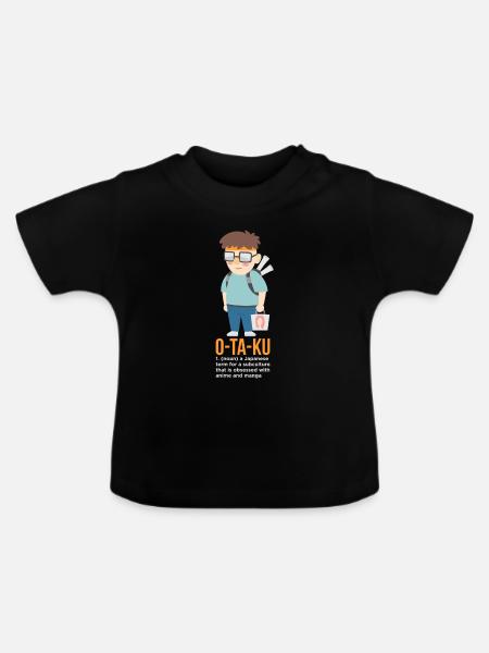 Anime Otaku Boy - Baby Bio-T-Shirt mit Rundhals - Schwarz