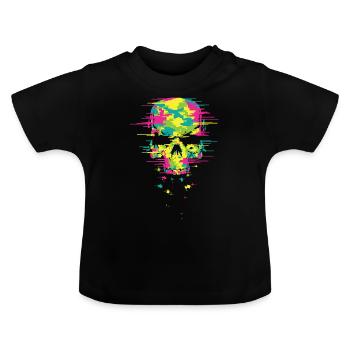 Techno Totenkopf - Baby Bio-T-Shirt mit Rundhals - Schwarz - Vorne