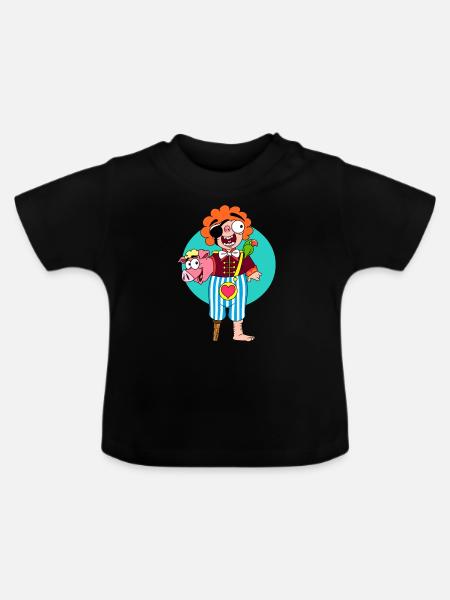 PigPirate - Baby Bio-T-Shirt mit Rundhals - Schwarz