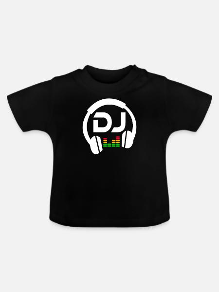 DJ Headphone - Baby Bio-T-Shirt mit Rundhals - Schwarz
