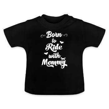Né avec maman ride horseback rider baby horse horse - T-shirt bio col rond Bébé - noir - Devant