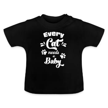 Chaque chat a besoin d'un bébé chat barboteur miaou - T-shirt bio col rond Bébé - noir - Devant