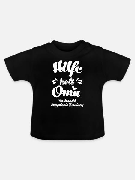Hilfe holt Oma Beratung Baby Strampler Baby Spruc - Baby Bio-T-Shirt mit Rundhals - Schwarz