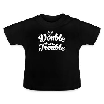 Jumeaux jumeaux agités et agités - T-shirt bio col rond Bébé - noir - Devant