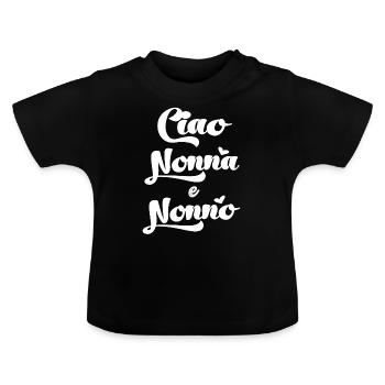 Bonjour grand-mère et grand-père bébé annonce grand-mère italienne - T-shirt bio col rond Bébé - noir - Devant