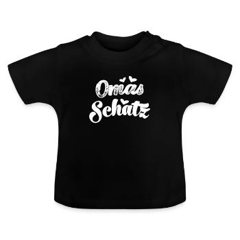 Omas Schatz Enkelin Geburt Enkel Baby Babysprüche - Baby Bio-T-Shirt mit Rundhals - Schwarz - Vorne