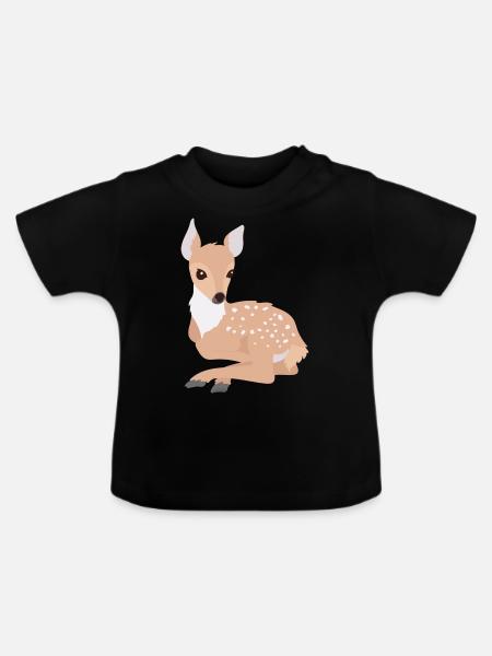 Rehkitz - Baby Bio-T-Shirt mit Rundhals - Schwarz